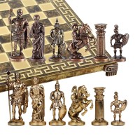 Шахматы эксклюзивные Греко-Романский Период, коричневая доска, размер 28x28x2 см